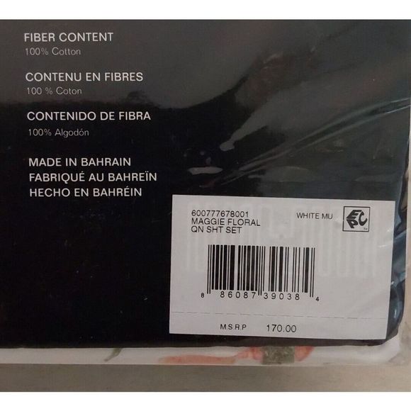 Ralph Lauren MAGGIE FLORAL White Queen Sheet Set w/Xtra Two Standard Pillowcases - Picture 10 of 13